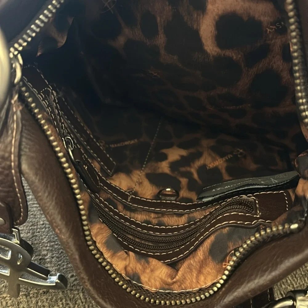 B. Makowsky Brown Leather Crossbody/Shoulder Bag‎